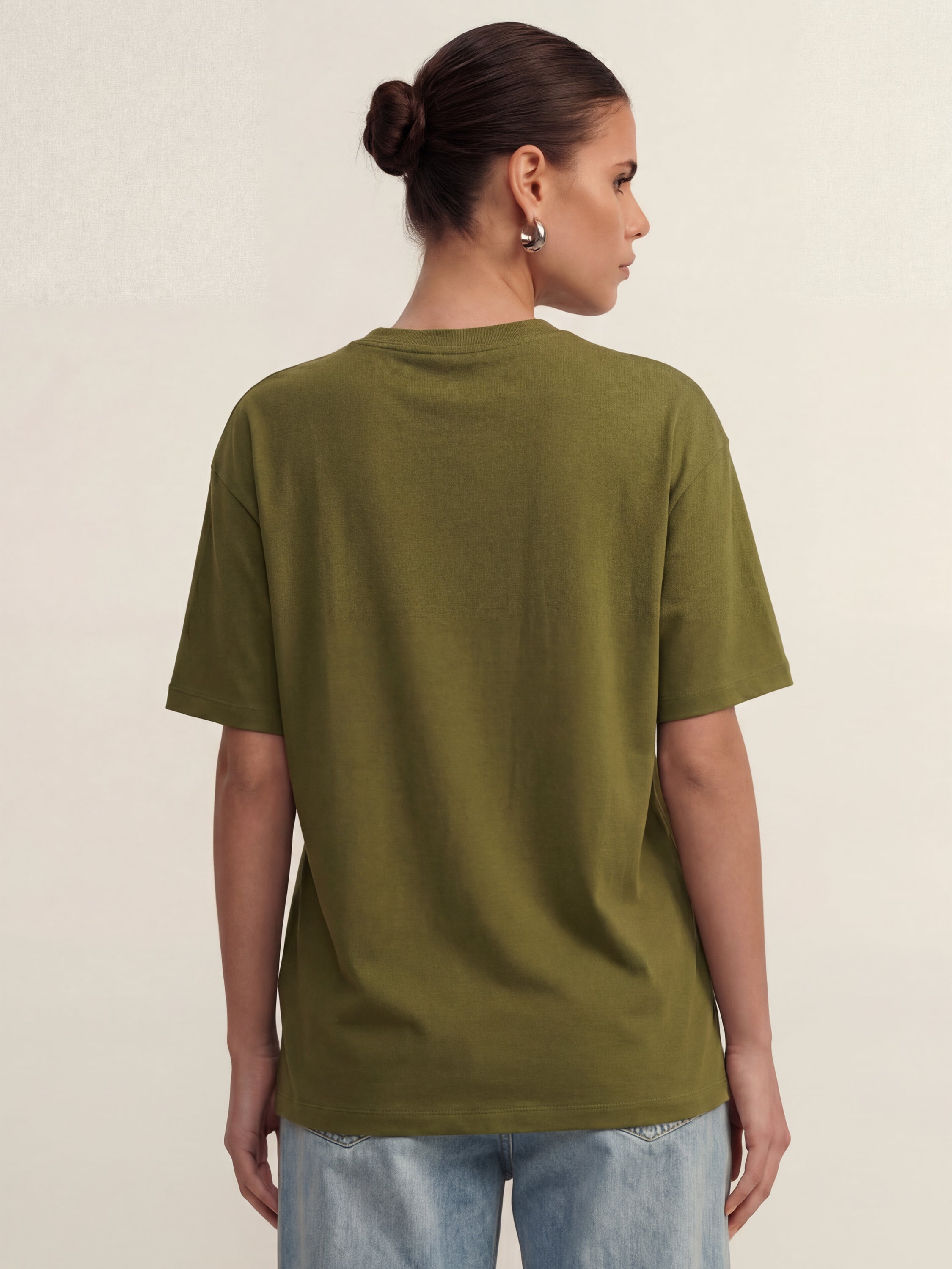 Tokyo Talkies Women Olive Embroidered Round Neck T-Shirt - Olive - Image 3