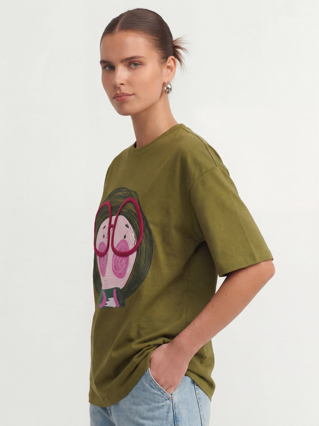 Tokyo Talkies Women Olive Embroidered Round Neck T-Shirt - Olive - Image 4