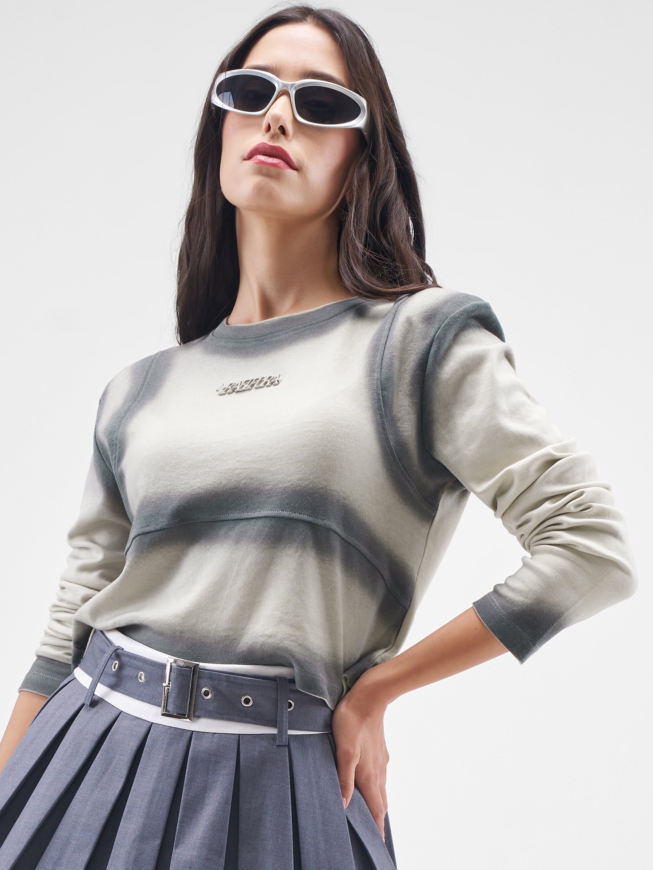 Street By Tokyo Talkies Women Beige Solid Round Neck T-Shirt - Beige - Image 1