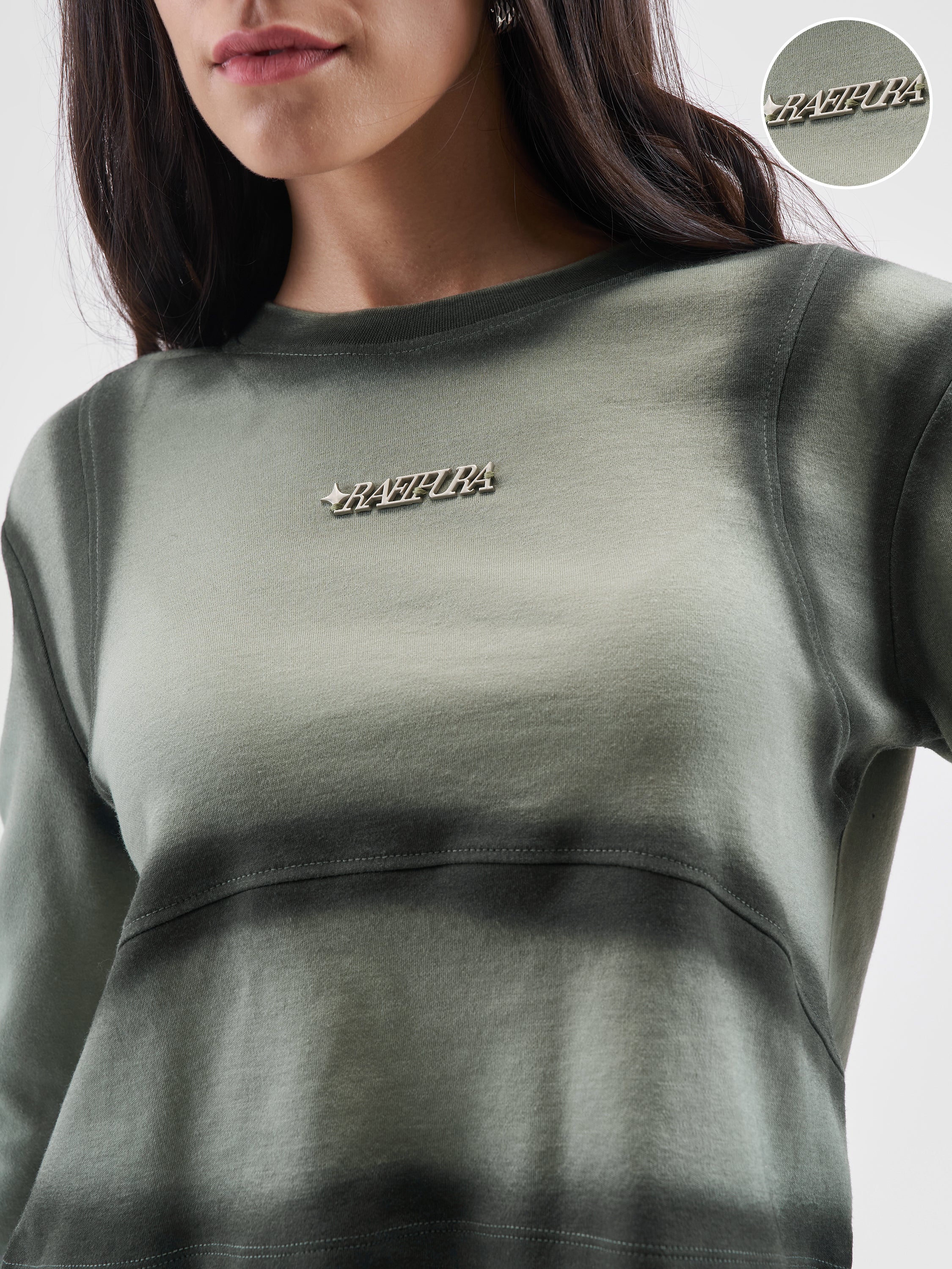 Street By Tokyo Talkies Women Olive Solid Round Neck T-Shirt - Olive - Image 5