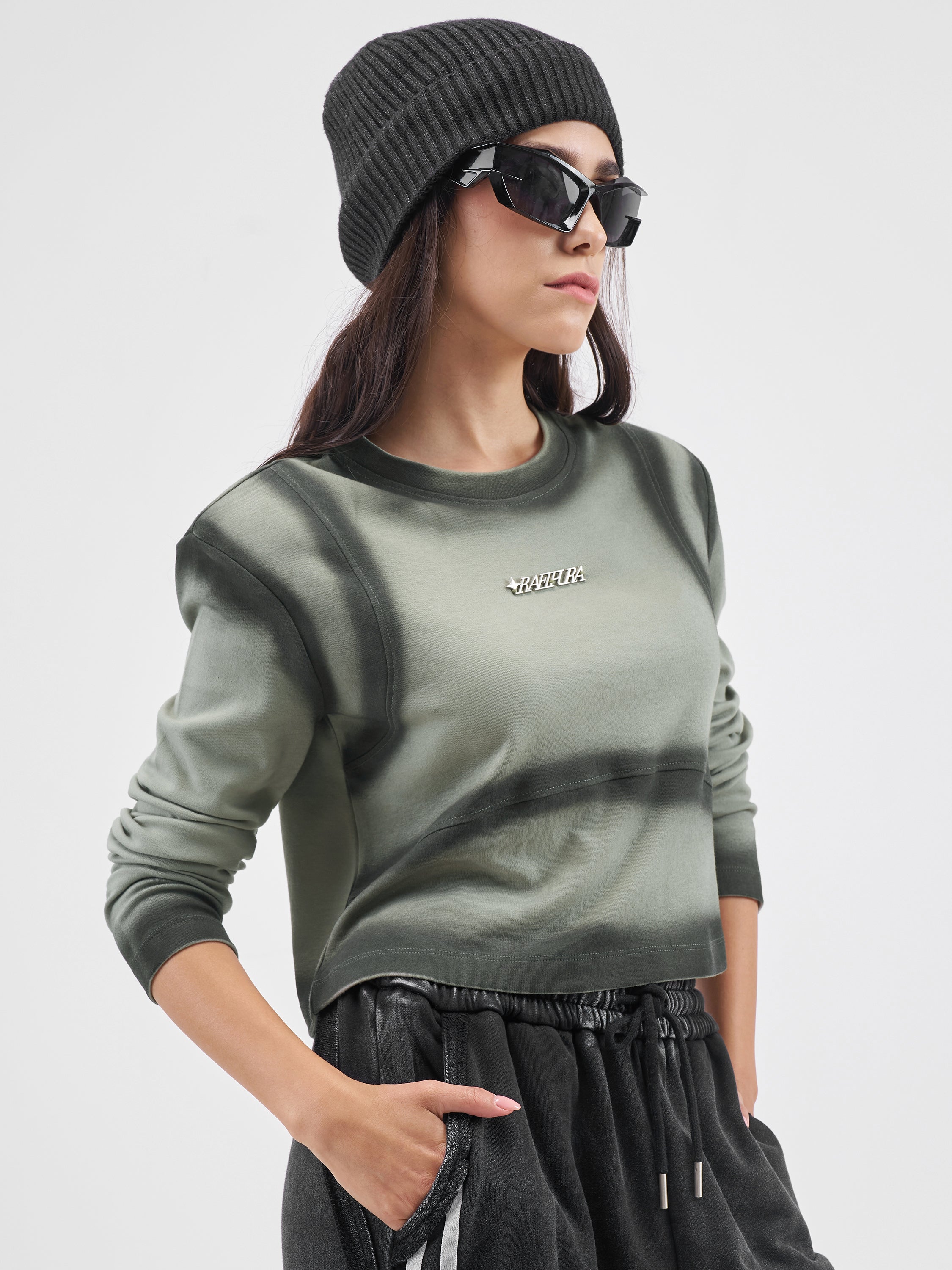Street By Tokyo Talkies Women Olive Solid Round Neck T-Shirt - Olive - Image 6