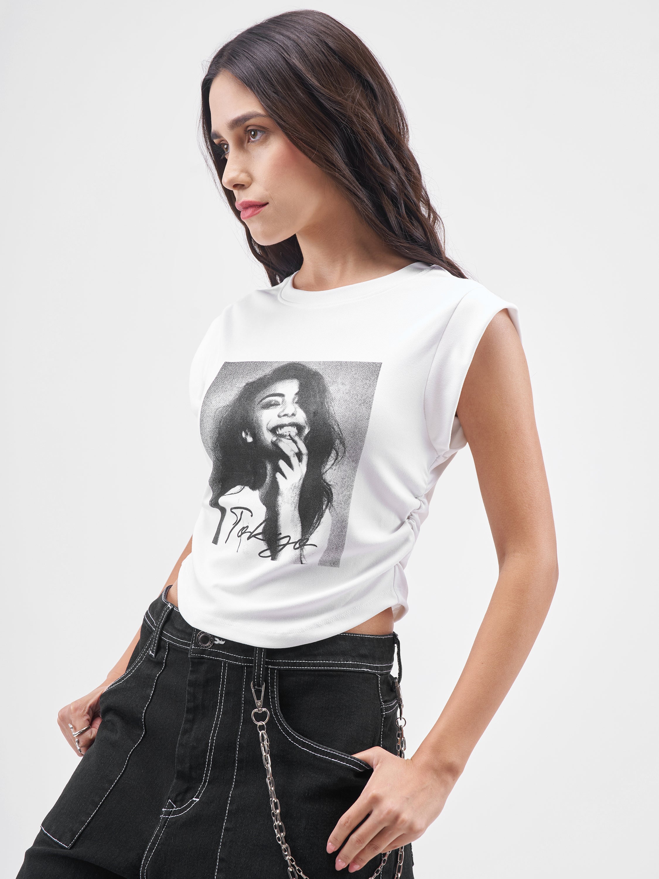 Street By Tokyo Talkies Women White Printed Round Neck T-Shirt - White - Image 4