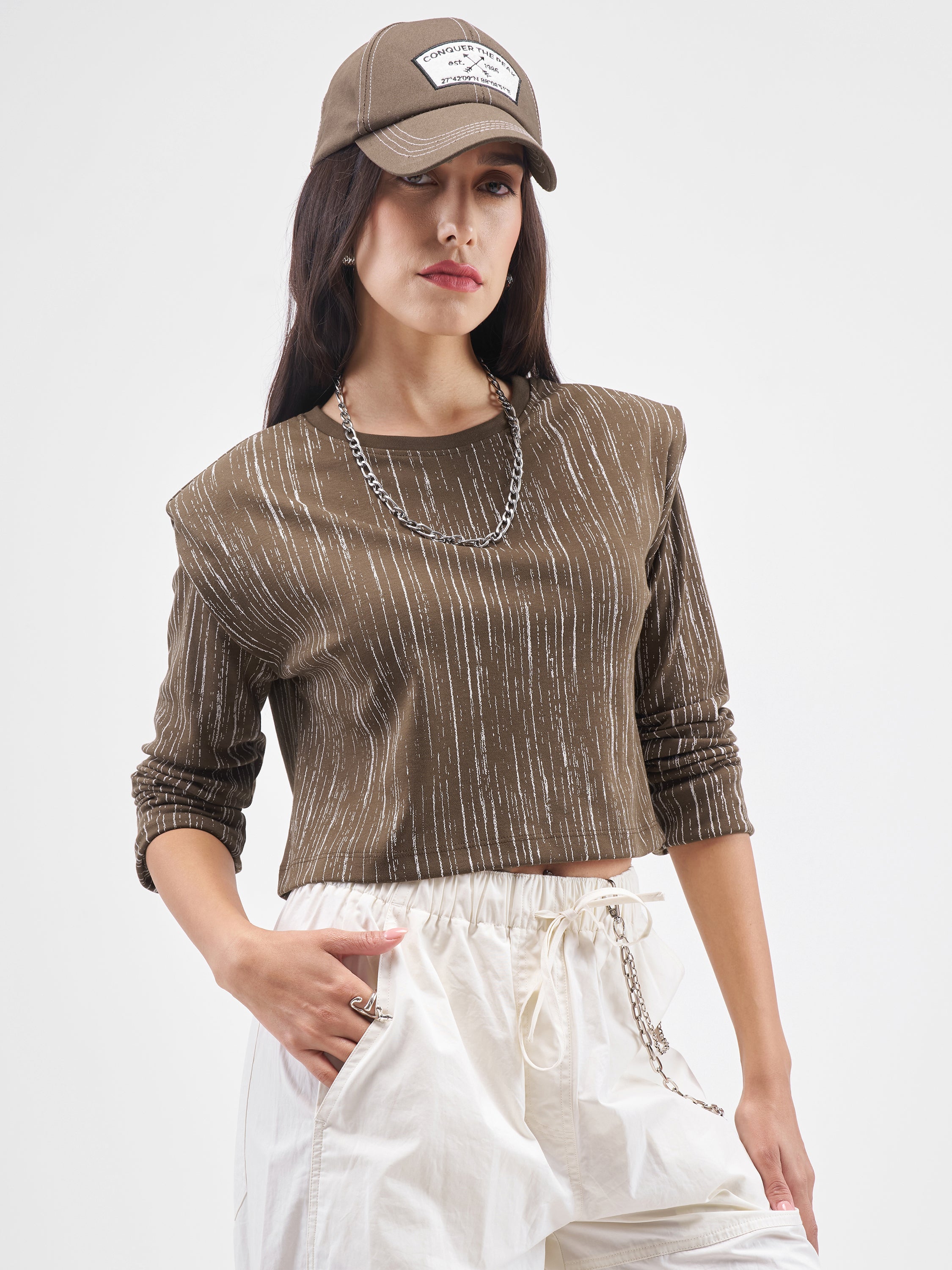 Tokyo Talkies Women Brown Printed Round Neck T-Shirt - Brown - Image 6