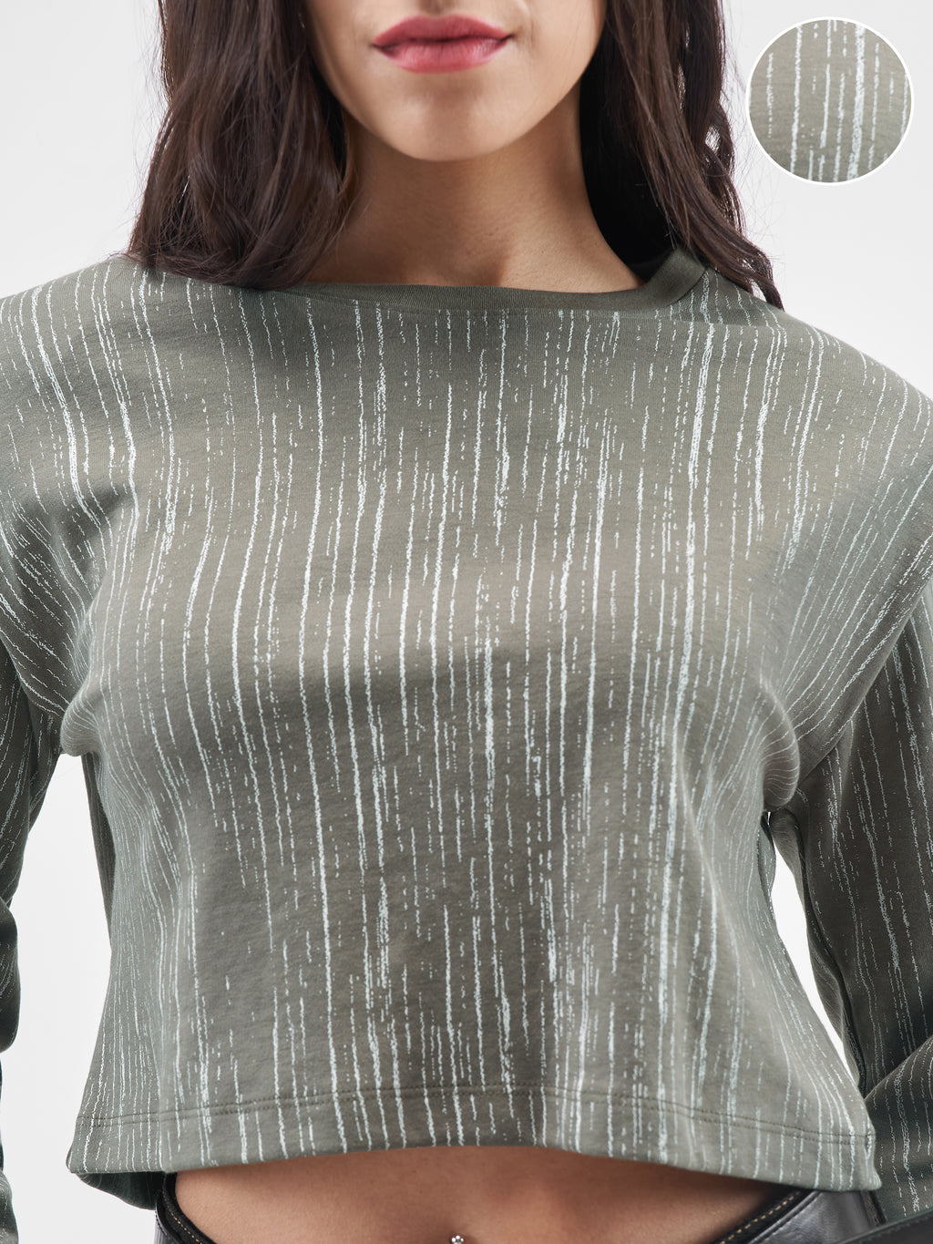 Tokyo Talkies Women Olive Printed Round Neck T-Shirt - Olive - Image 5