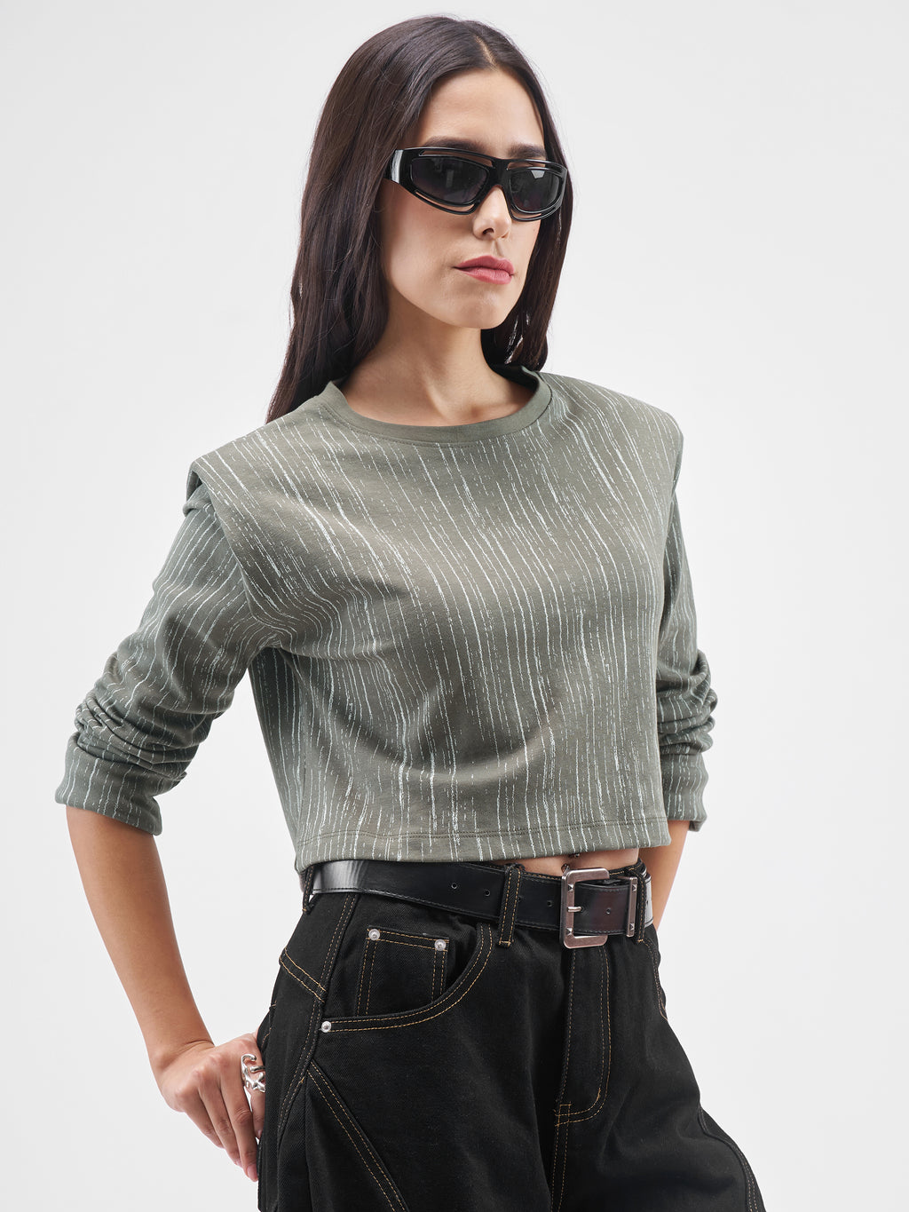 Tokyo Talkies Women Olive Printed Round Neck T-Shirt - Olive - Image 6