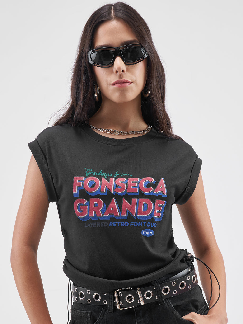 Street By Tokyo Talkies Women Black Printed Round Neck T-Shirt - Black - Image 1