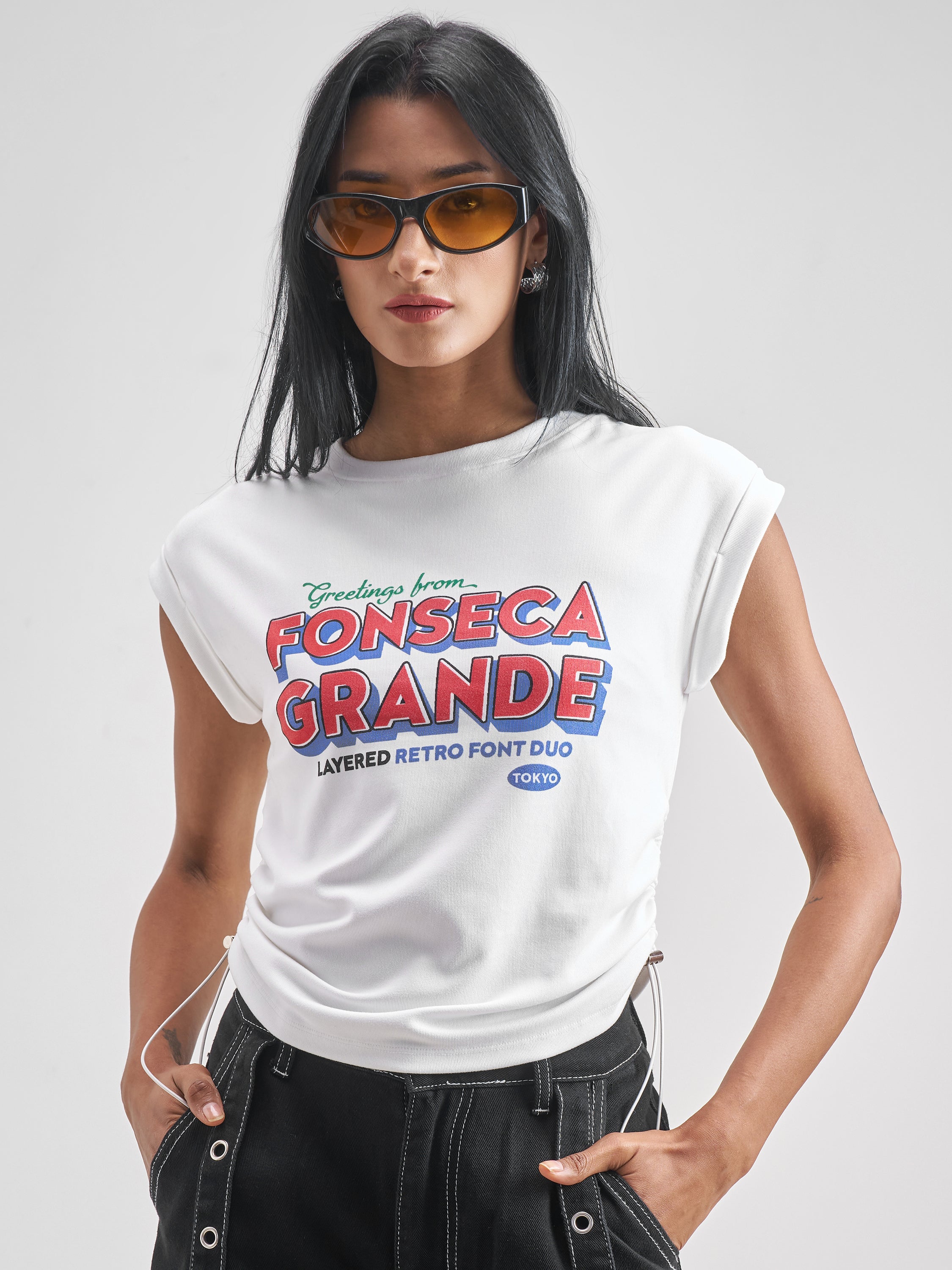 Tokyo Talkies Women White Printed Round Neck T-Shirt - White - Image 1