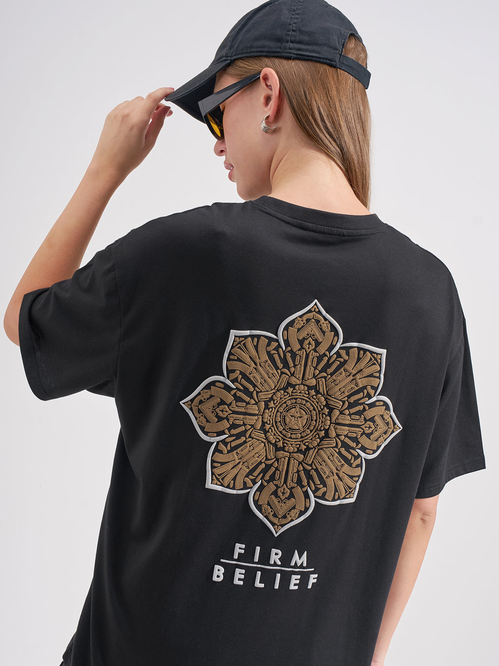 Tokyo Talkies Women Black Printed Round Neck Oversized Fit T-Shirt