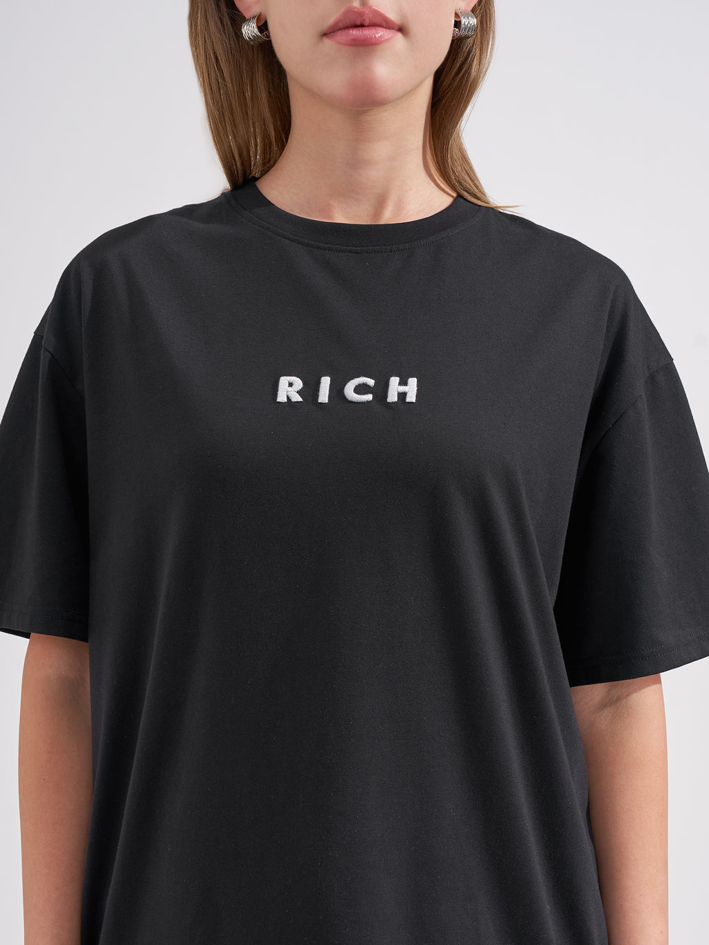 Tokyo Talkies Women Black Printed Round Neck Oversized Fit T-Shirt