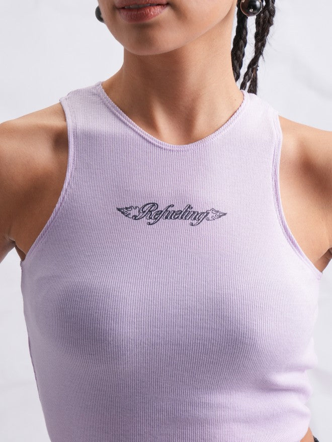 Tokyo Talkies Women Lavender Printed Fitted Top - Lavender - Image 5