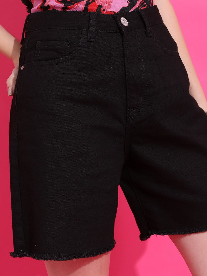 Tokyo Talkies Women Black Cotton Shorts - Black - Image 5