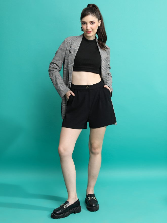 Tokyo Talkies Women Black Regular Fit Shorts - Black - Image 2