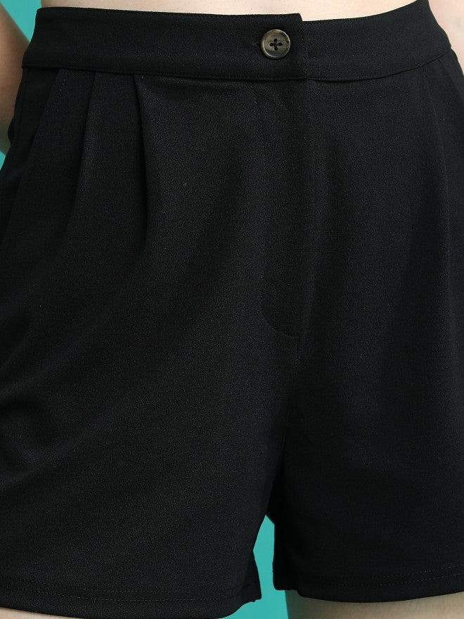 Tokyo Talkies Women Black Regular Fit Shorts - Black - Image 5