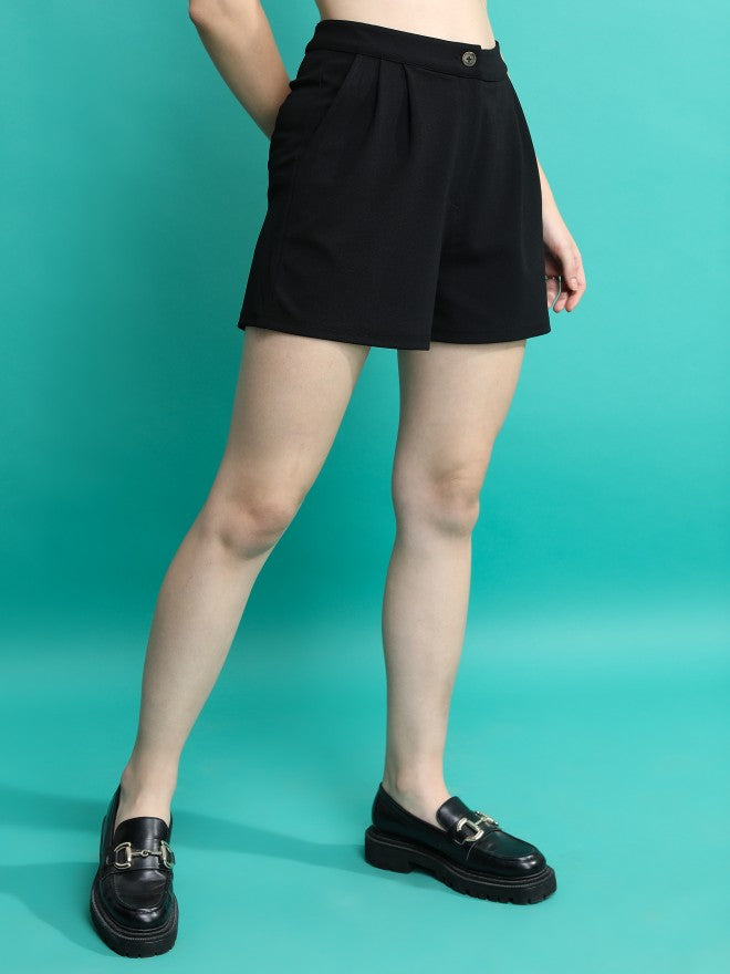 Tokyo Talkies Women Black Regular Fit Shorts - Black - Image 6