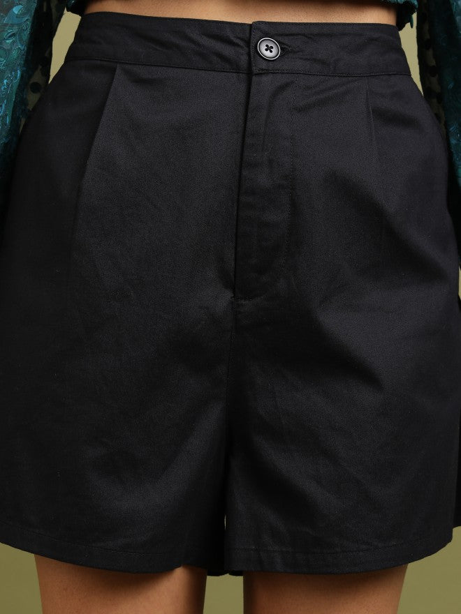 Tokyo Talkies Women Black Regular Fit Shorts - Black - Image 5