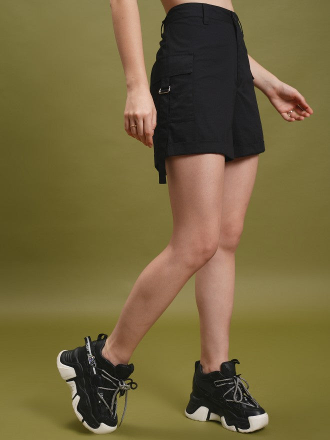 Tokyo Talkies Women Black Regular Fit Shorts - Black - Image 6
