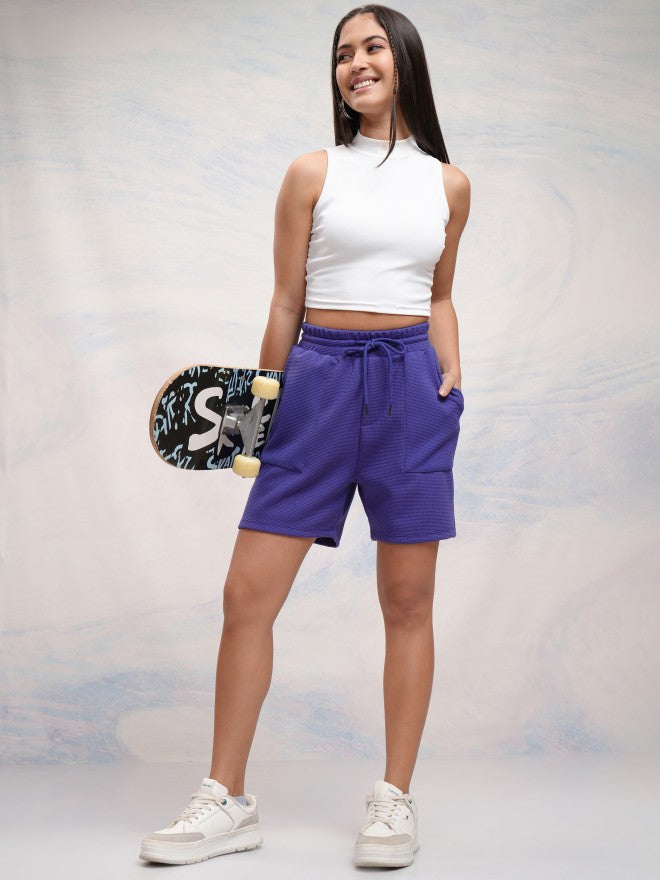 Tokyo Talkies Women Blue Regular Fit Shorts - Blue - Image 2
