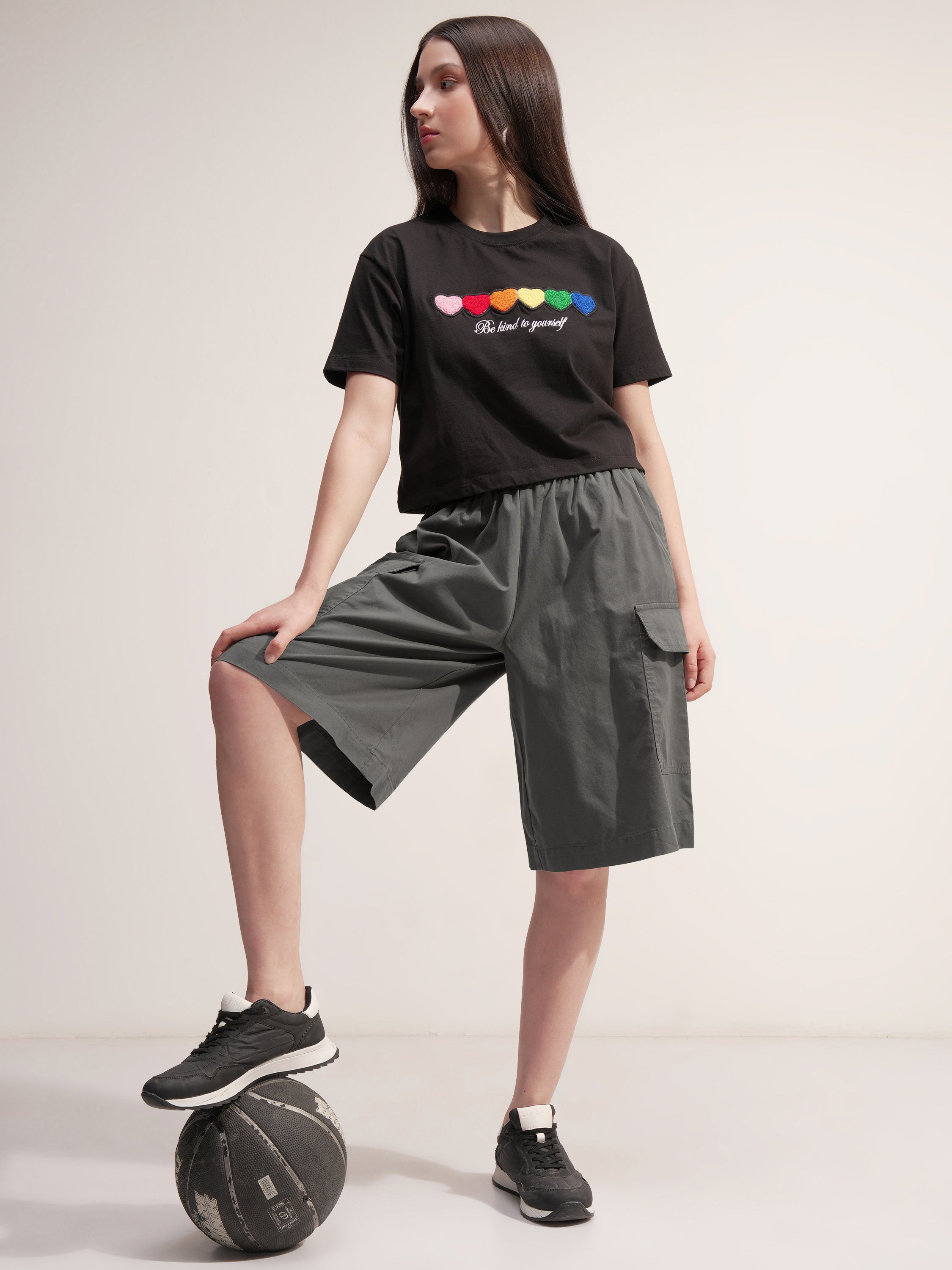 Tokyo Talkies Women Grey Regular Fit Bermuda Shorts - Grey - Image 2