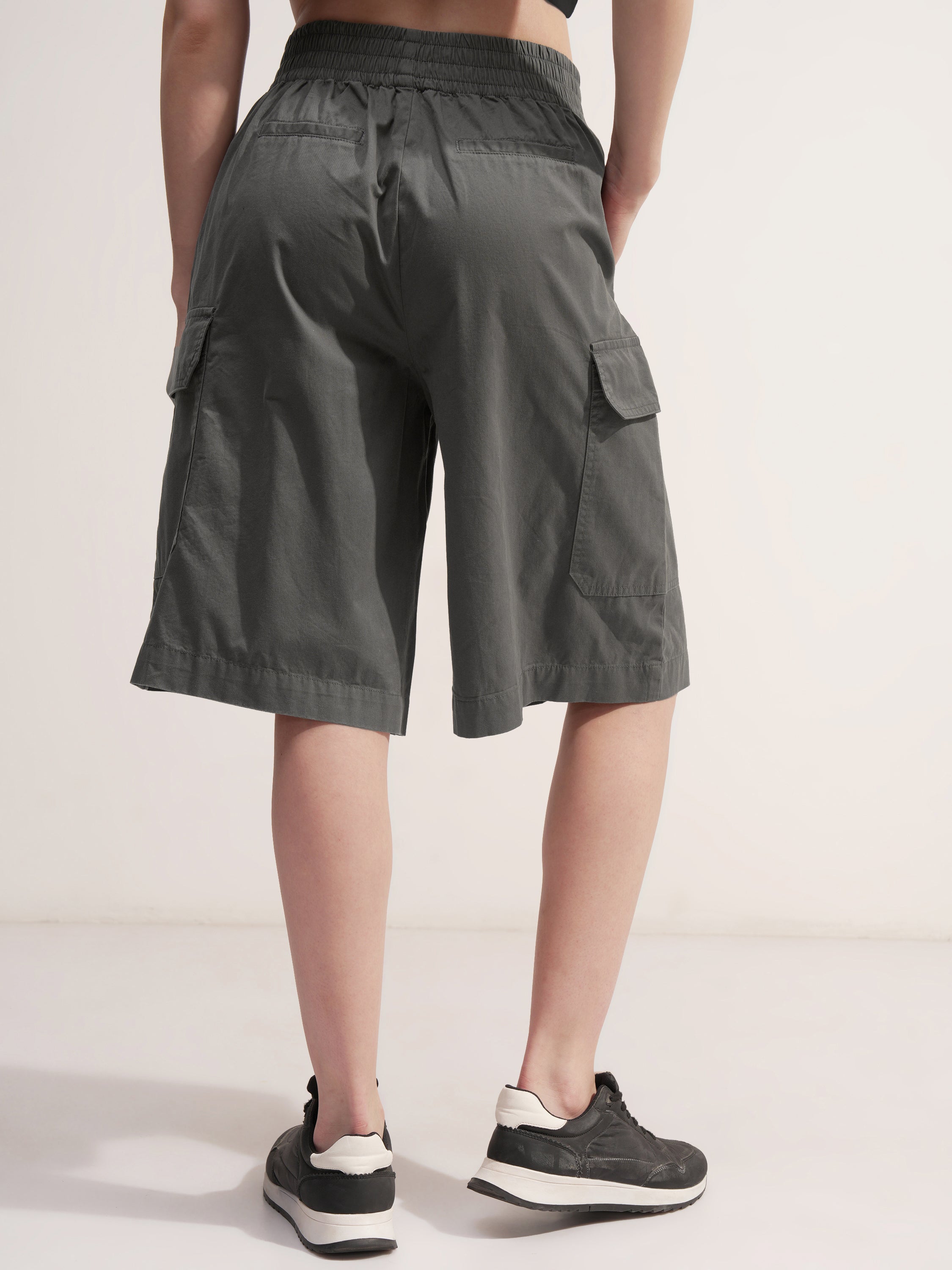 Tokyo Talkies Women Grey Regular Fit Bermuda Shorts - Grey - Image 3
