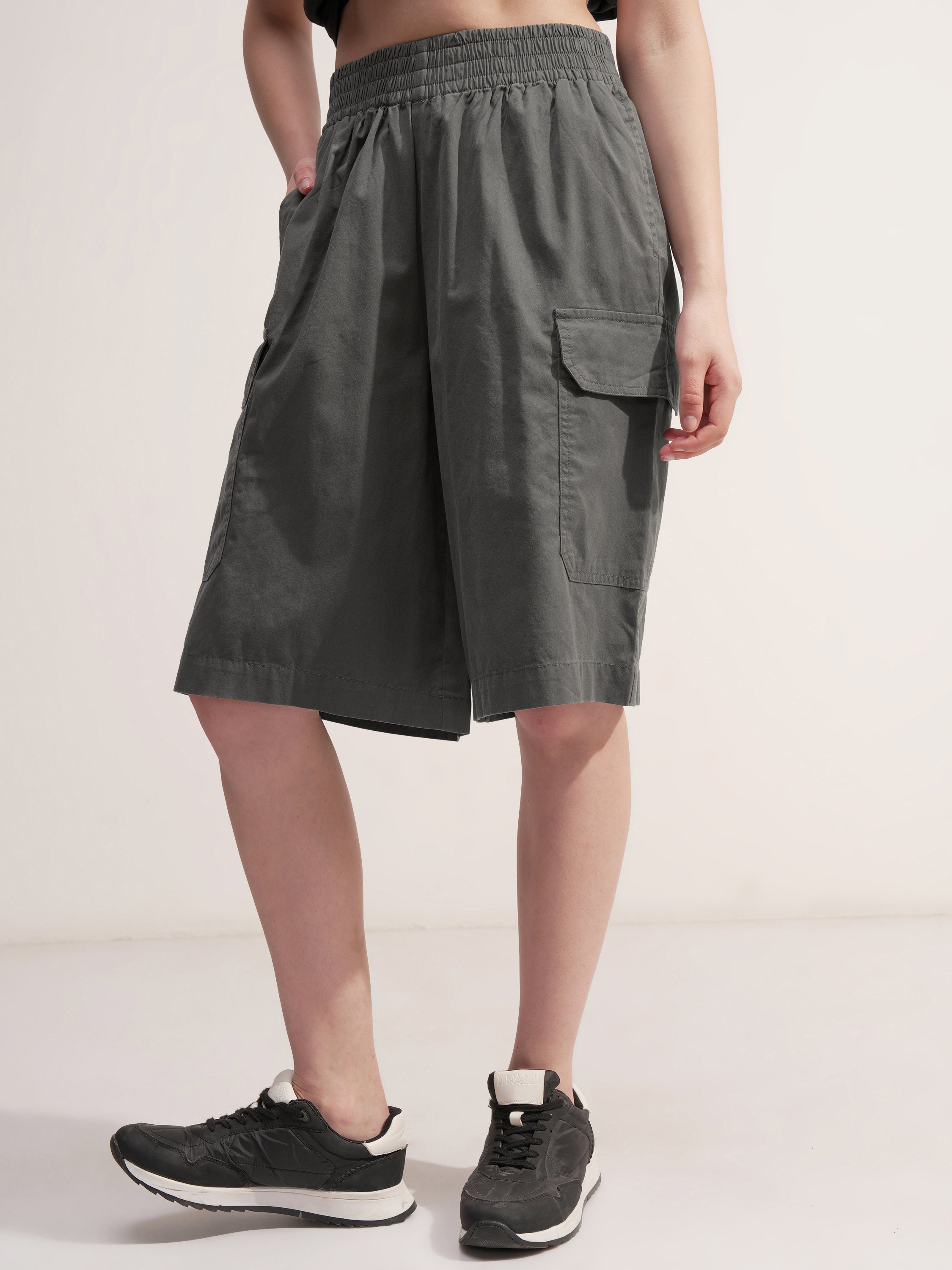 Tokyo Talkies Women Grey Regular Fit Bermuda Shorts - Grey - Image 4