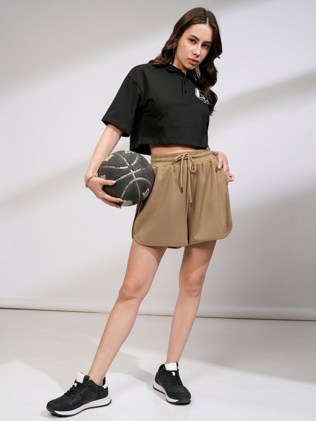 Tokyo Talkies Women Beige Regular Fit Shorts - Beige - Image 2