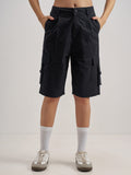 Tokyo Talkies Women Black Regular Fit Cargo Shorts - Black - Image 1