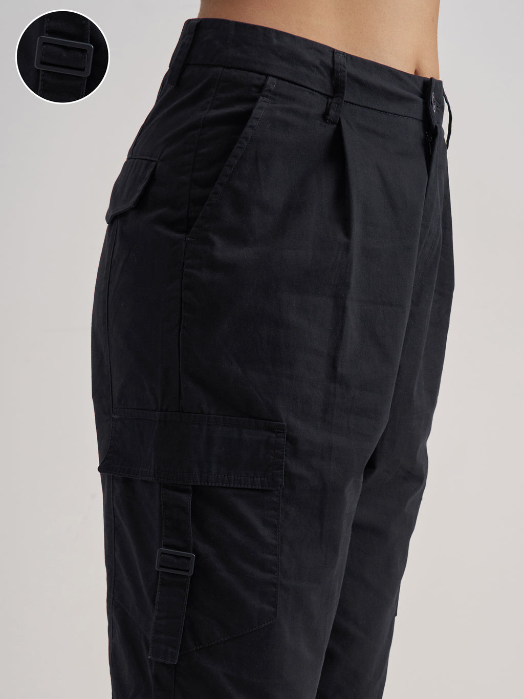 Tokyo Talkies Women Black Regular Fit Cargo Shorts - Black - Image 5