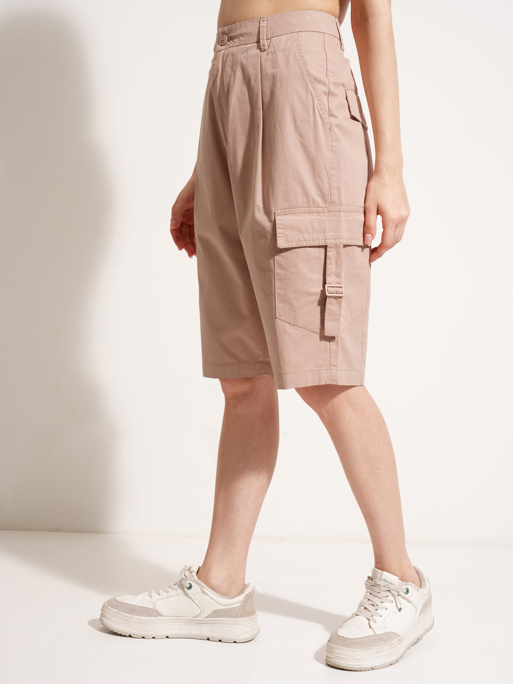 Tokyo Talkies Women Pink Baggy Cargo Shorts - Pink - Image 4