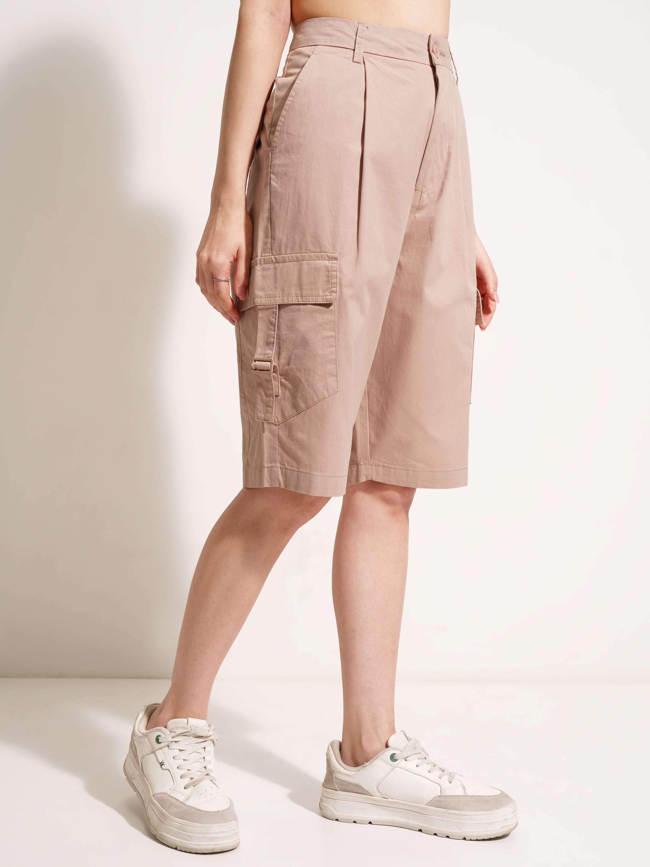 Tokyo Talkies Women Pink Baggy Cargo Shorts - Pink - Image 6
