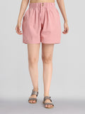 Basics By Tokyo Talkies Women Pink Regular Fit Regular Shorts - Pink - Image 1