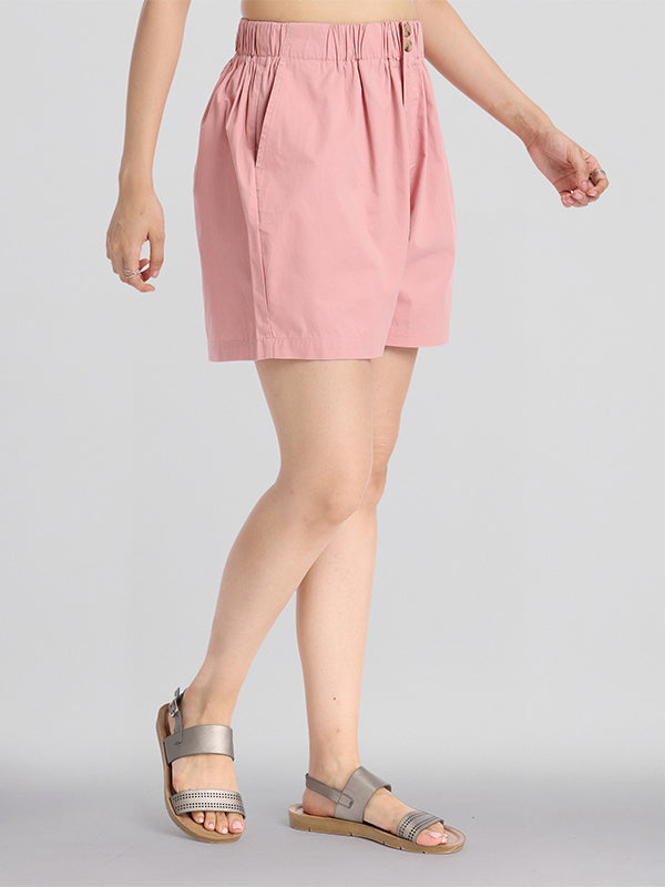 Basics By Tokyo Talkies Women Pink Regular Fit Regular Shorts - Pink - Image 4