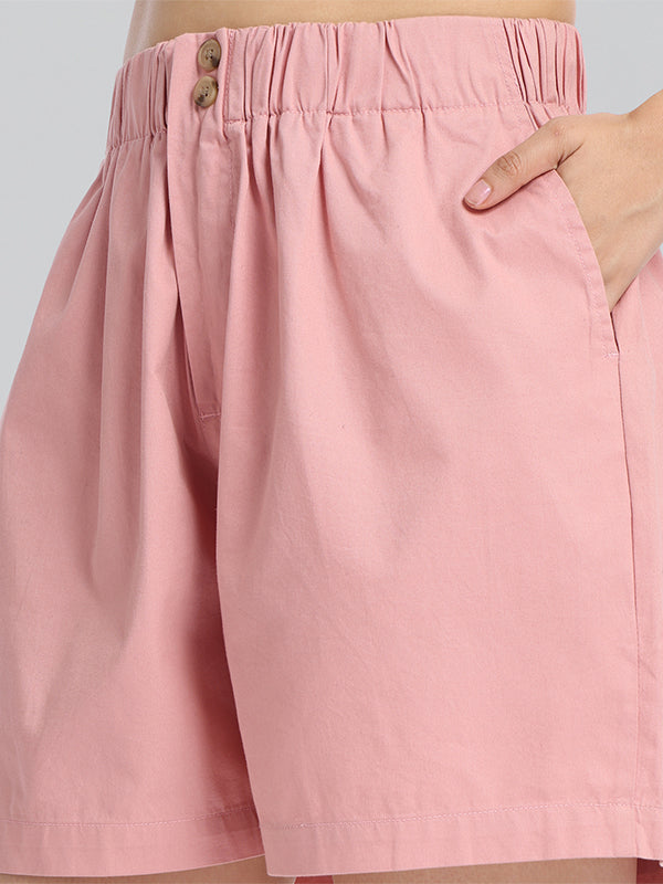Basics By Tokyo Talkies Women Pink Regular Fit Regular Shorts - Pink - Image 5