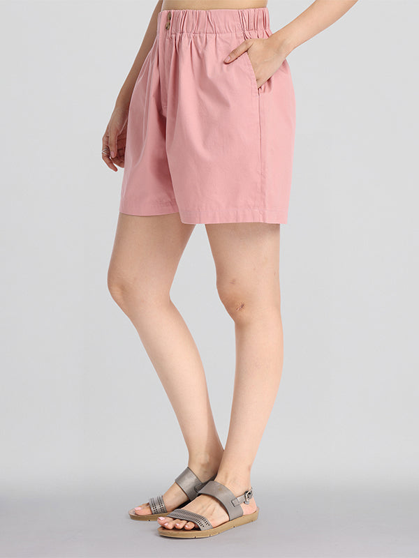 Basics By Tokyo Talkies Women Pink Regular Fit Regular Shorts - Pink - Image 6