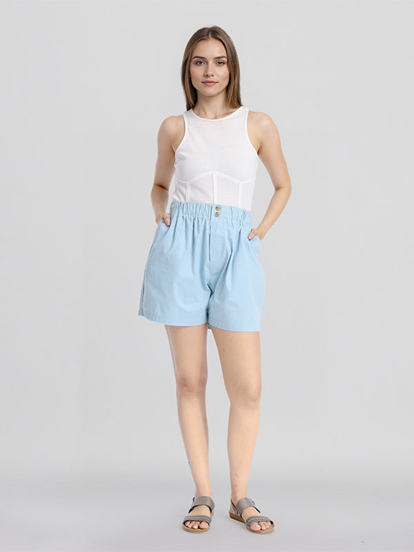 Basics By Tokyo Talkies Women Blue Regular Fit Regular Shorts - Blue - Image 2