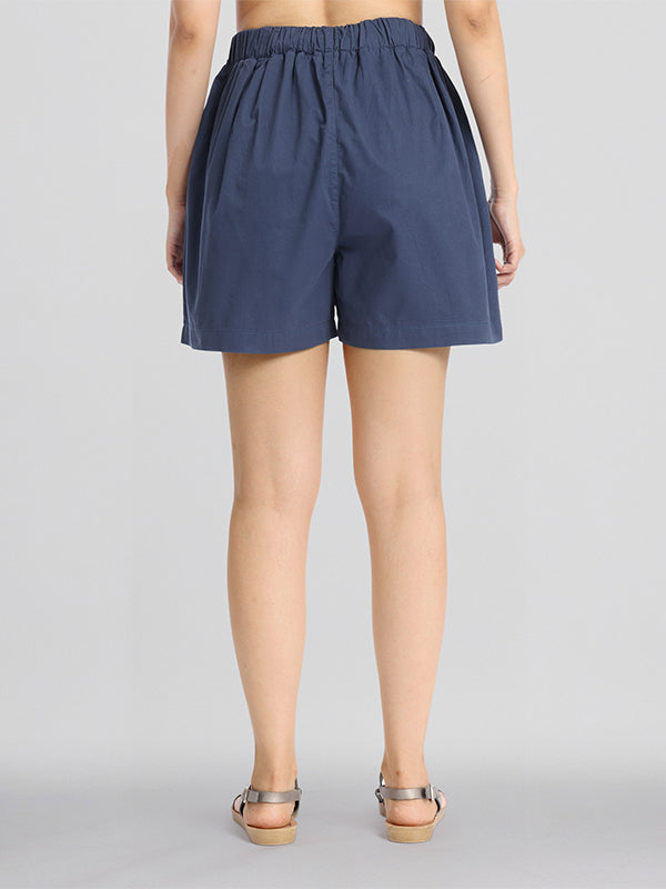 Basics By Tokyo Talkies Women Navy Blue Regular Fit Regular Shorts - Navy Blue - Image 3
