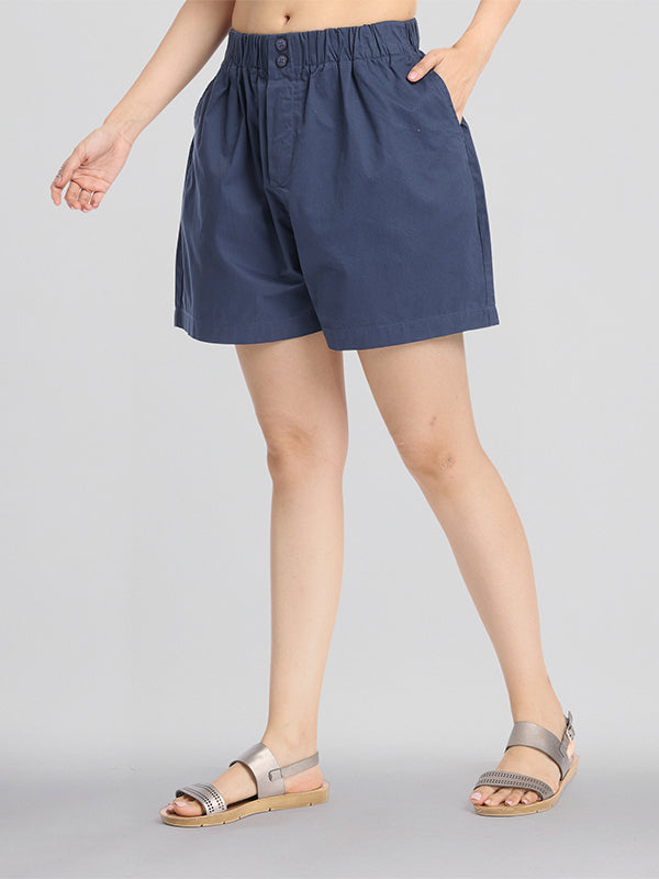 Basics By Tokyo Talkies Women Navy Blue Regular Fit Regular Shorts - Navy Blue - Image 4