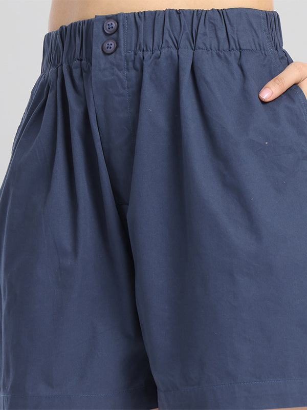 Basics By Tokyo Talkies Women Navy Blue Regular Fit Regular Shorts - Navy Blue - Image 5