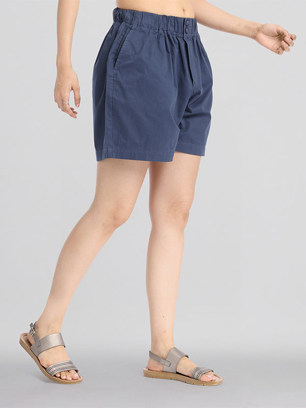 Basics By Tokyo Talkies Women Navy Blue Regular Fit Regular Shorts - Navy Blue - Image 6
