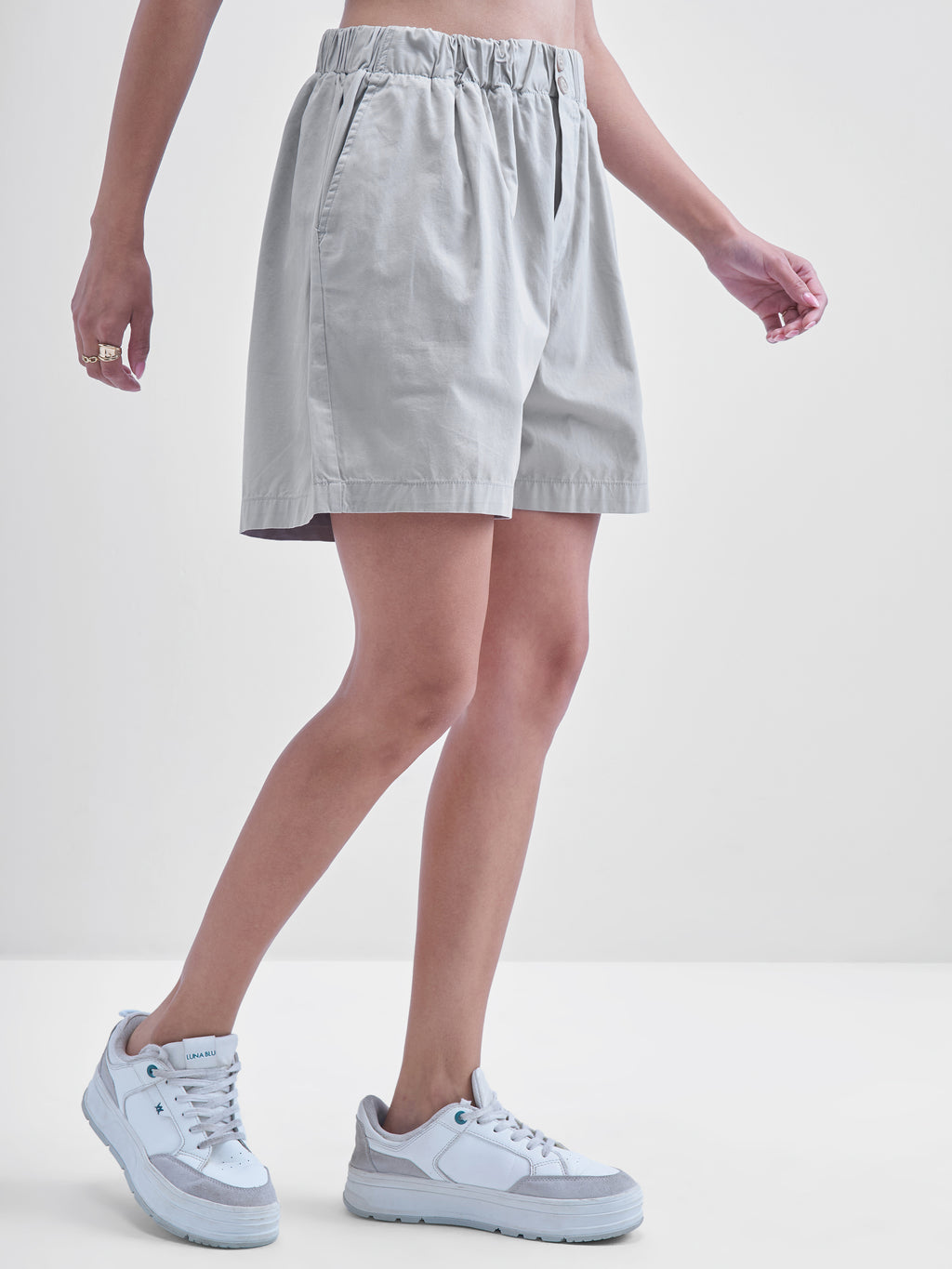 Tokyo Talkies Women Grey Regular Fit Shorts - Grey - Image 6