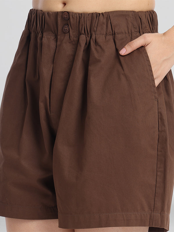 Basics By Tokyo Talkies Women Brown Regular Fit Regular Shorts - Brown - Image 5