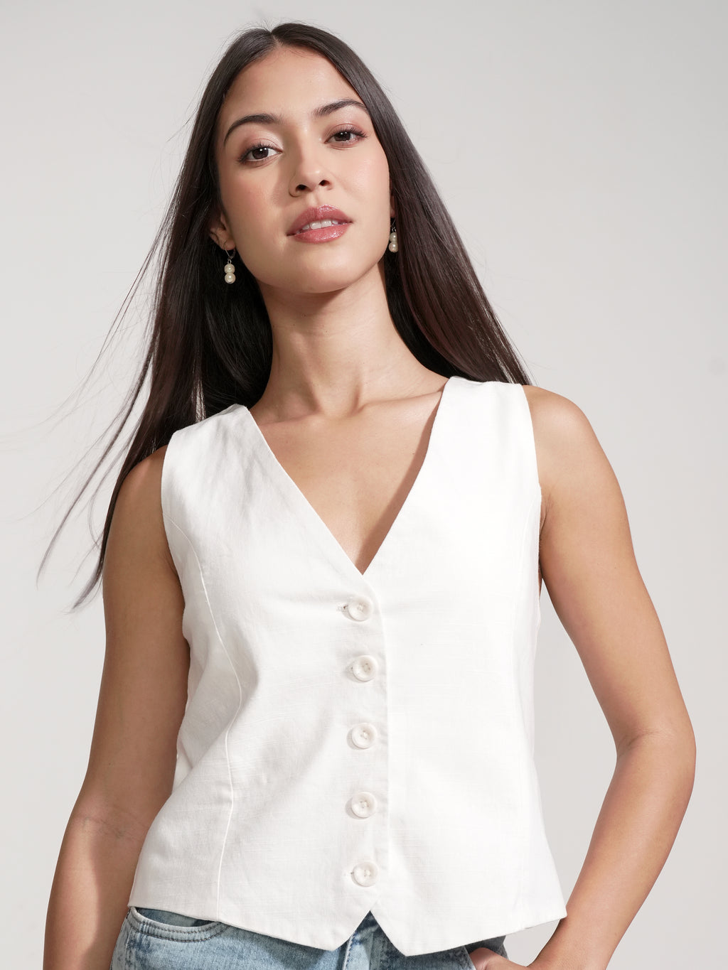 Tokyo Talkies Women White Solid Shirt Style Top - White - Image 1