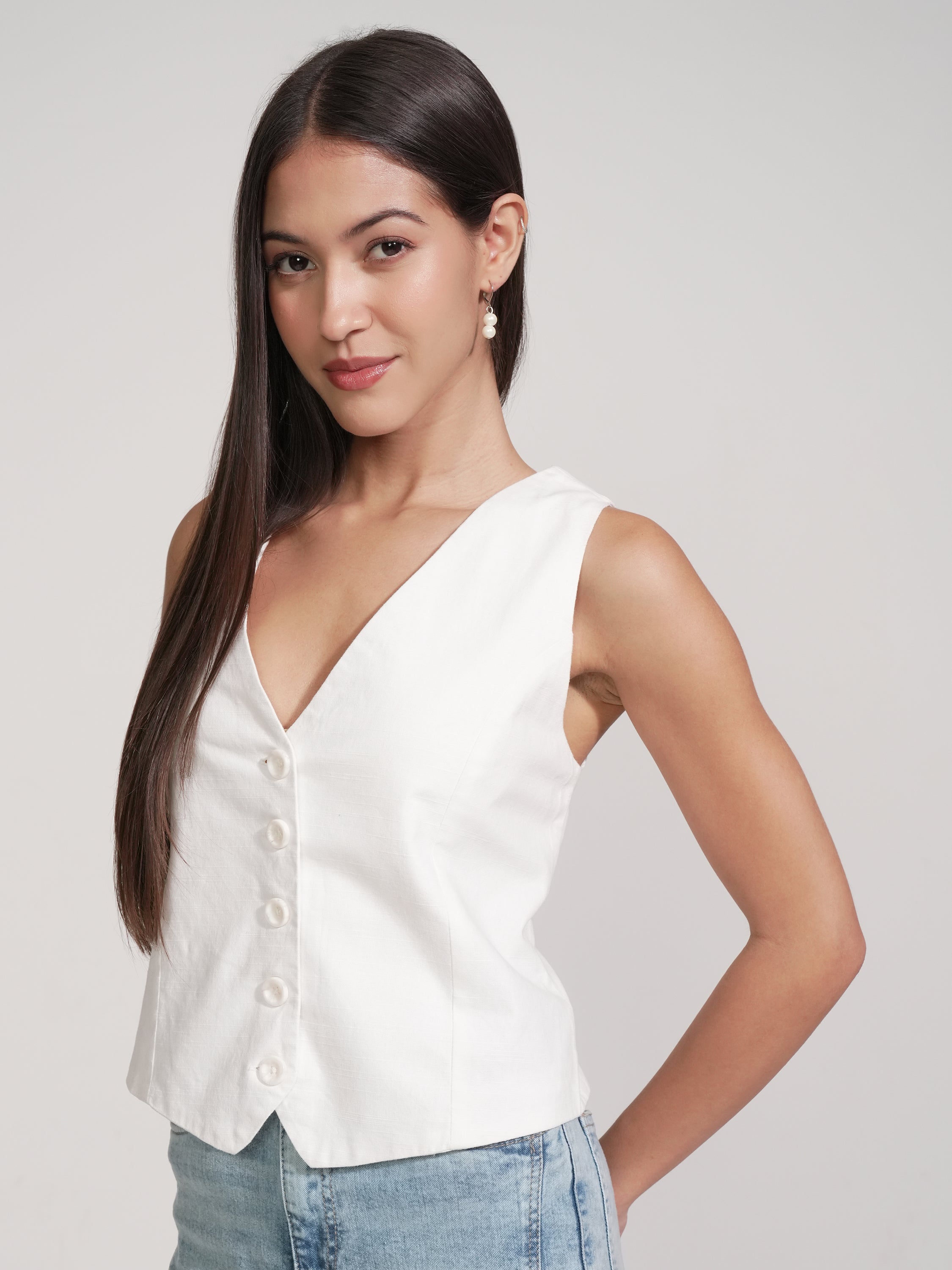 Tokyo Talkies Women White Solid Shirt Style Top - White - Image 4