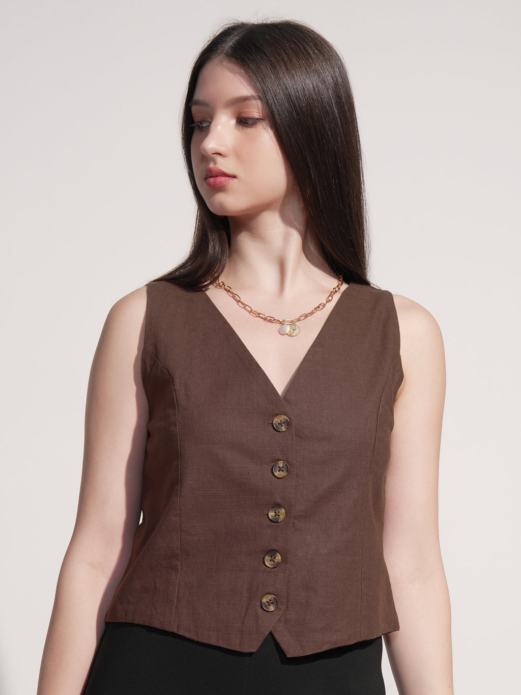 Tokyo Talkies Women Brown Solid Shirt Style Top - Brown - Image 1