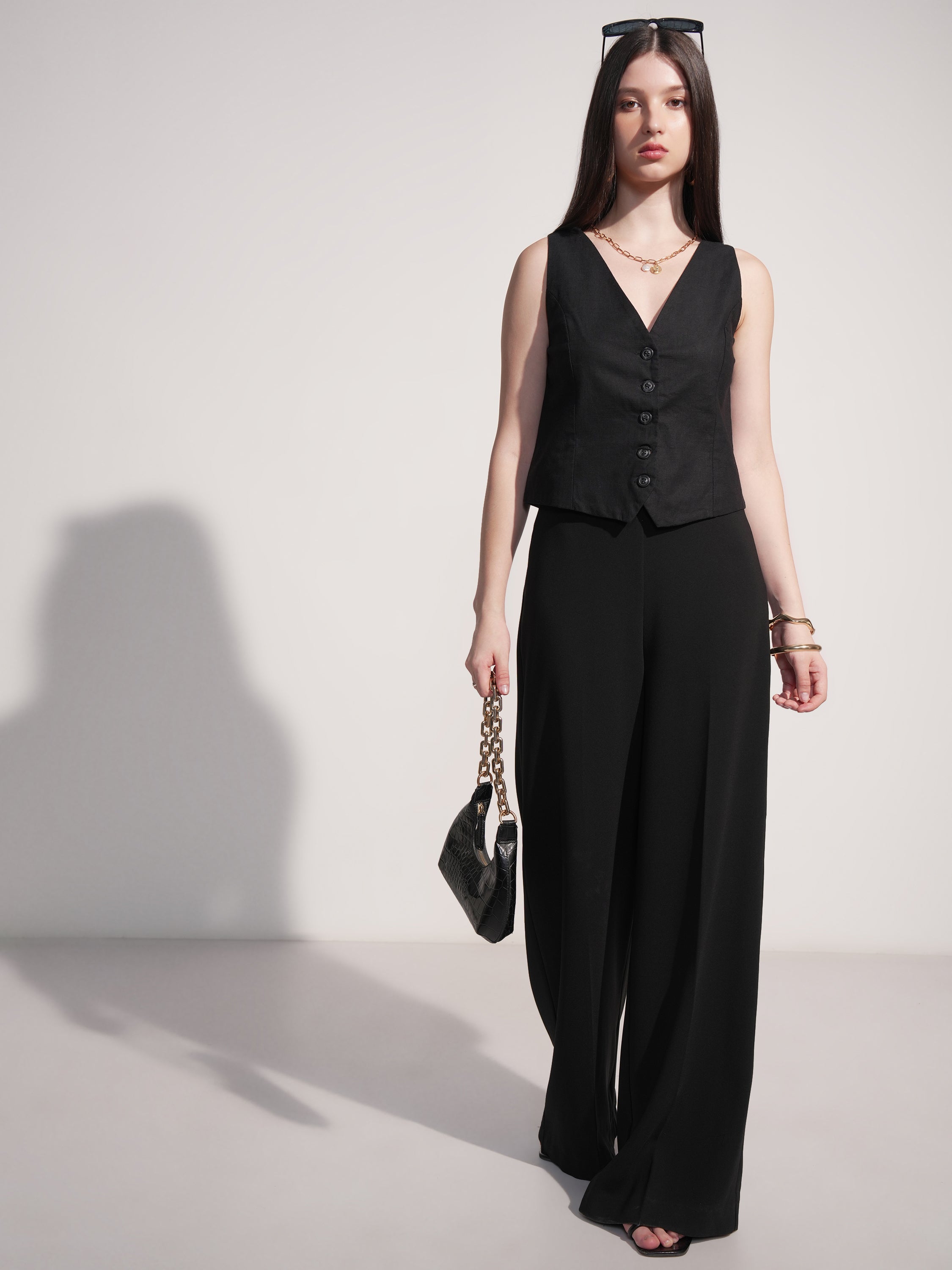 Tokyo Talkies Women Black Solid Shirt Style Top - Black - Image 2