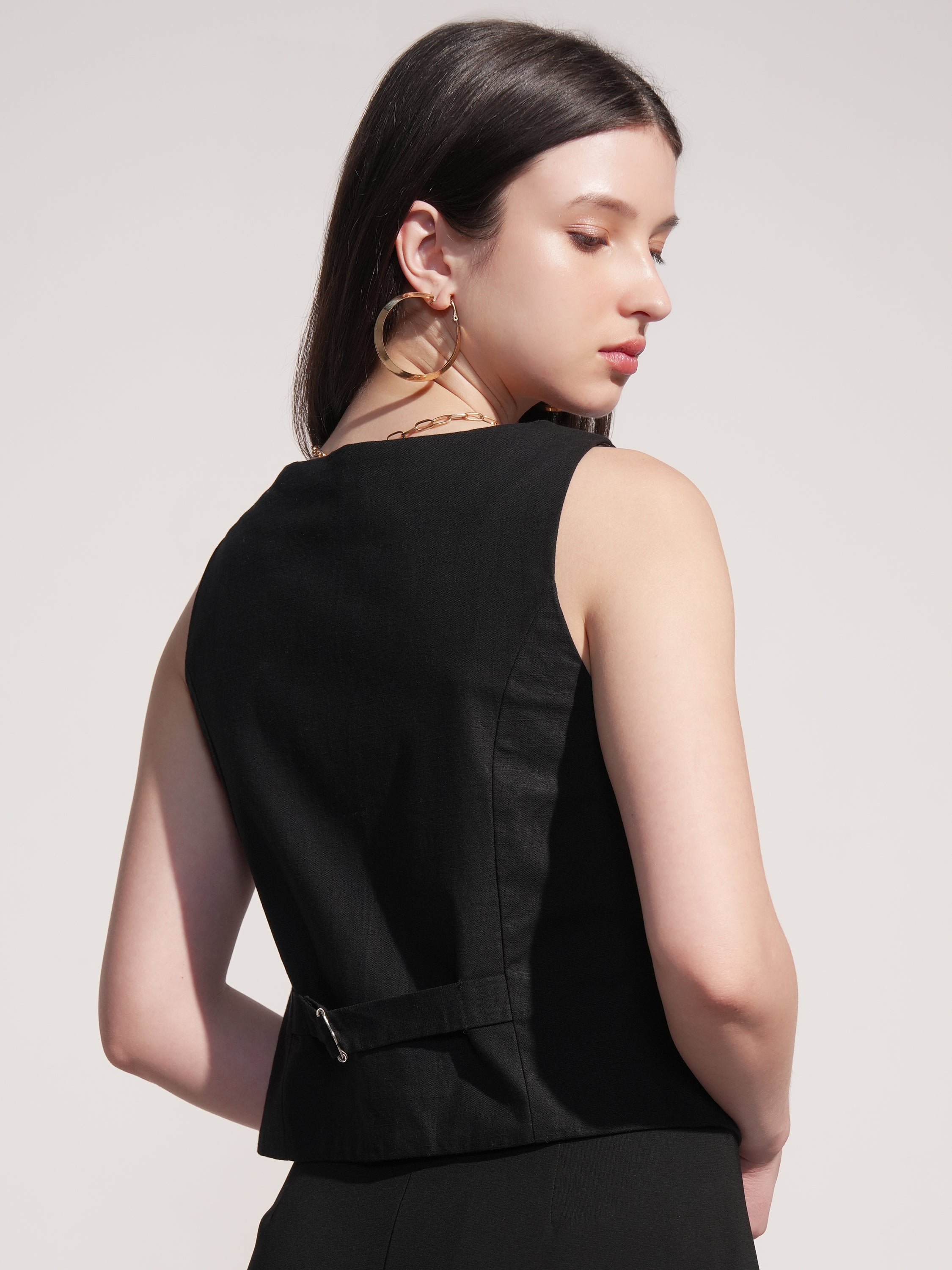 Tokyo Talkies Women Black Solid Shirt Style Top - Black - Image 3