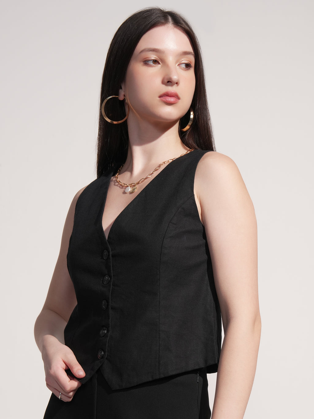 Tokyo Talkies Women Black Solid Shirt Style Top - Black - Image 4