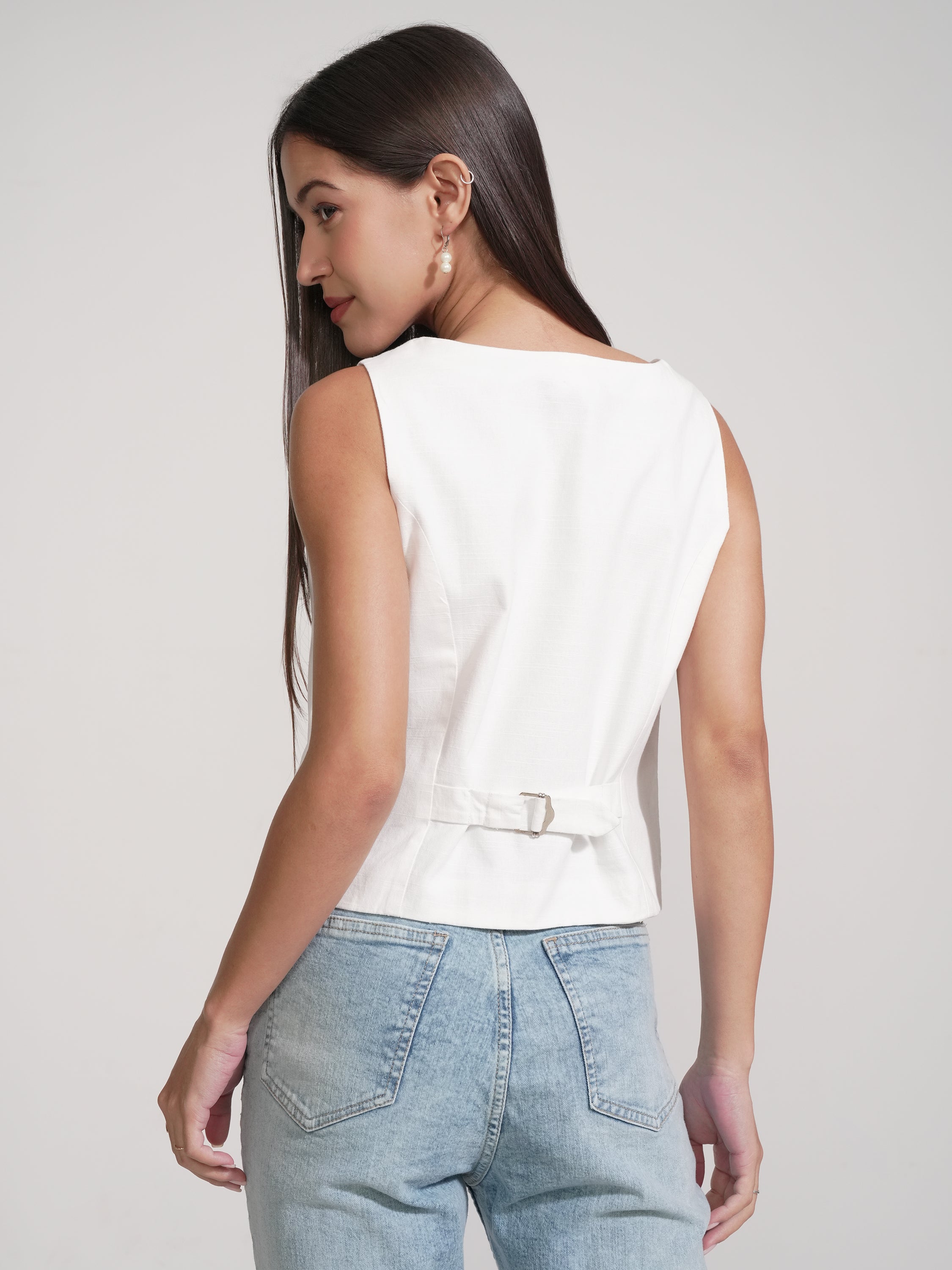 Tokyo Talkies Women White Solid Shirt Style Top - White - Image 3