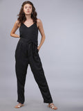 Black/White Western Striped Regular Fit Jumpsuit - Black - Image 1