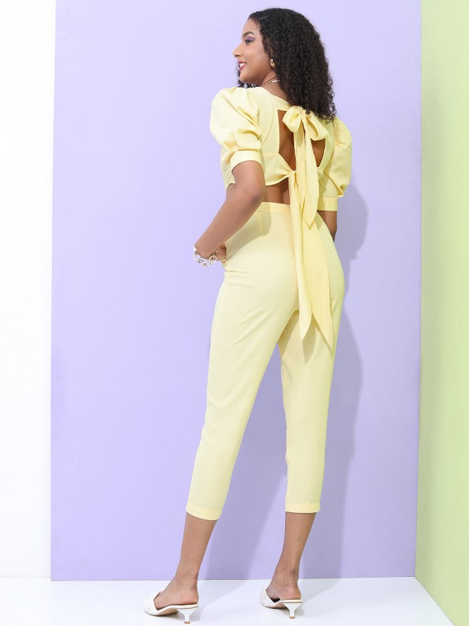 Tokyo Talkies Women Yellow Solid Jumpsuit - Yellow - Image 3