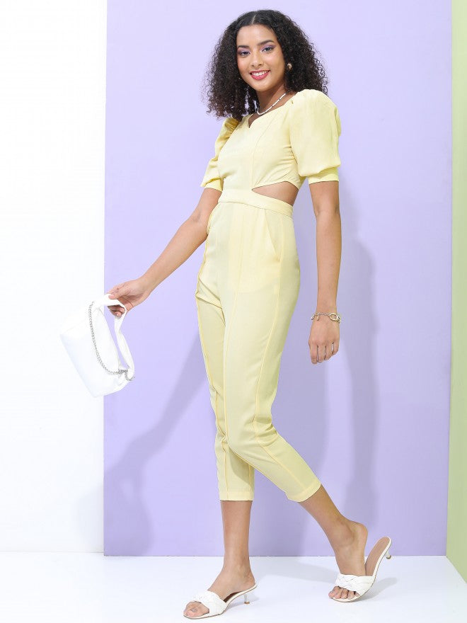 Tokyo Talkies Women Yellow Solid Jumpsuit - Yellow - Image 5
